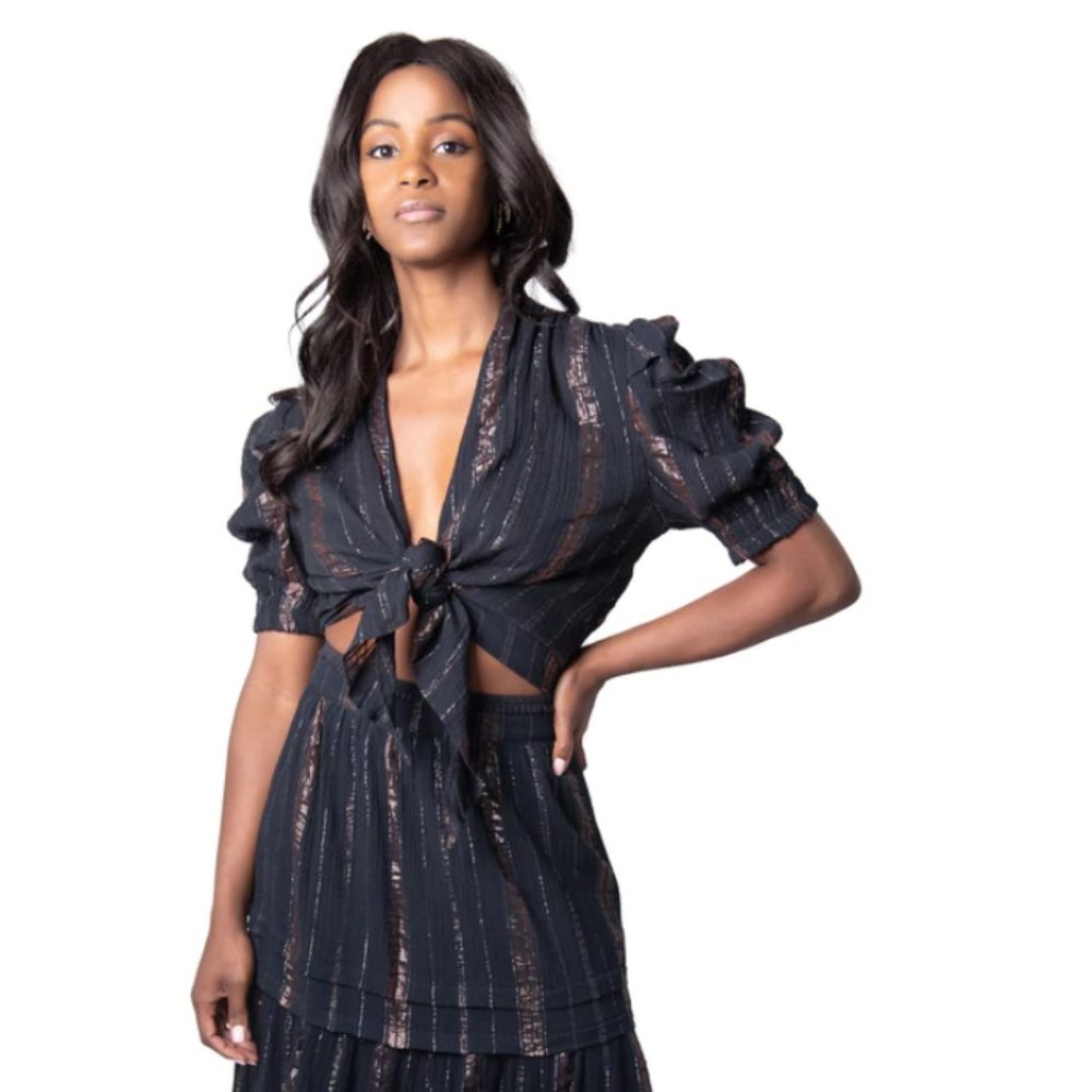 NEW WITH TAGS METALLIC REBEKKA BLOUSE